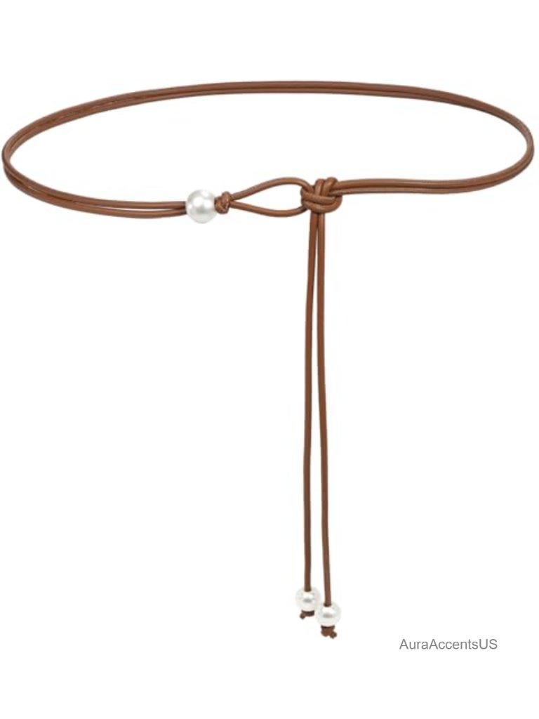 Women Skinny Knotted Belt Thin Pu Leather